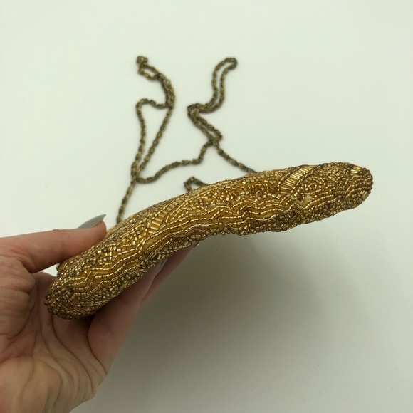 Vintage 1960’s Gold Beaded Evening Clutch / Crossbody Bag - Picture 4 of 11